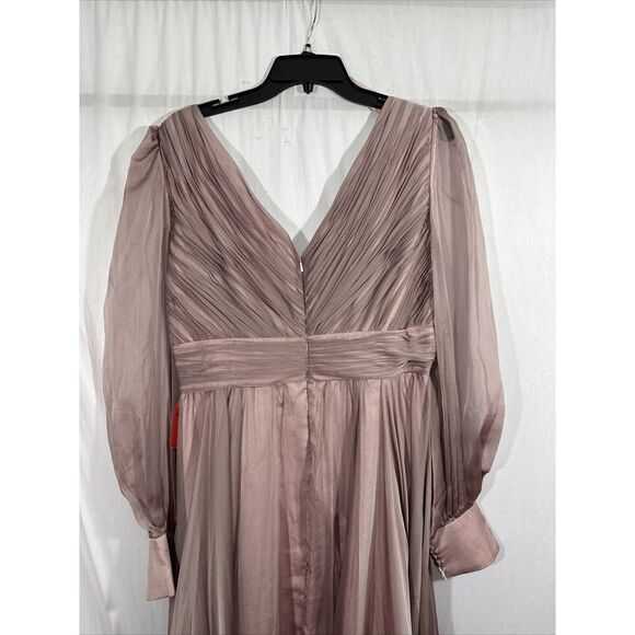 NWD $598 Mac Duggal [ 12 ] Faux Wrap long Sleeve Tiered Gown in Mocha Pink #S976 - Picture 11 of 16